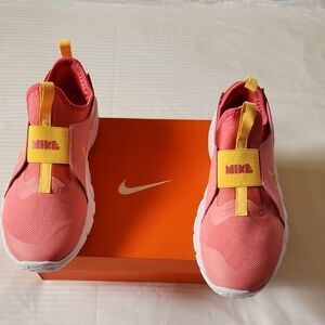 Nike Pink and Yellow Slip-On Sneakers with Cushioned Sole